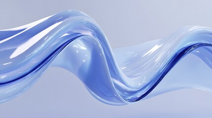 Poster - Abstract Wavy Glass Sculpture with Gradient Blue Tones