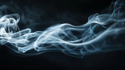 Leinwandbilder - Delicate wisps of white smoke gracefully drifting against a dark and mysterious background texture effect