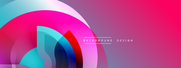 Poster - Abstract vibrant layers create dynamic gradient effect. Pink, blue hues blend seamlessly, modern design element.