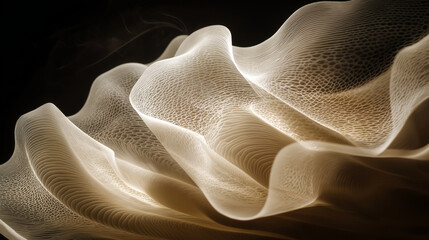 Leinwandbilder - Close up of a textured fabric with folds and a dark background creating an abstract design