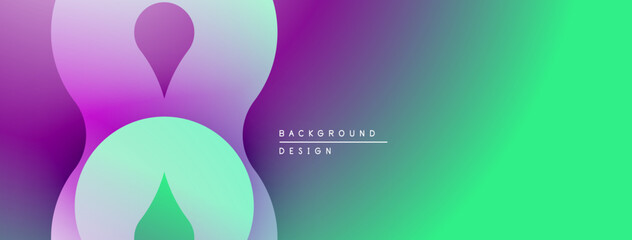 Aufkleber - Abstract gradient shapes overlap. Purple, green hues blend smoothly creating modern background design. Minimalist aesthetic.