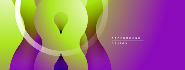 Poster - Abstract gradient shapes overlap. Vivid purple, green hues create modern design. Smooth transitions, dynamic composition.