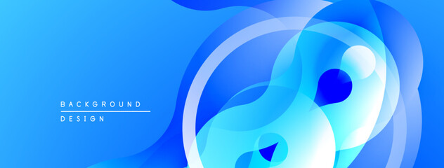 Aufkleber - Abstract blue background. Overlapping shapes create fluid, dynamic composition. Modern design suitable for digital projects.