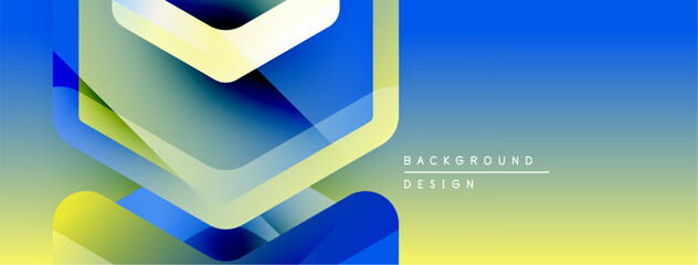 Aufkleber - Abstract geometric shapes overlap, creating vibrant blue, yellow gradients. Modern design suggests technology, innovation, energy. Clean aesthetic.