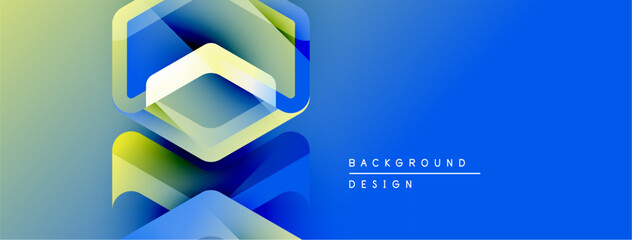 Leinwandbilder - Abstract geometric shapes, vibrant blue, green gradients. Modern design element for backgrounds, presentations. Clean, minimalist aesthetic.
