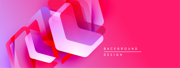 Aufkleber - Abstract geometric shapes overlap, creating vibrant pink, purple gradients. Modern design element for backgrounds, banners, presentations.