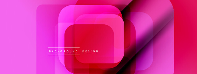 Fototapete - Abstract geometric shapes, vibrant pinks, reds create modern background. Overlapping layers suggest depth, dynamic composition.