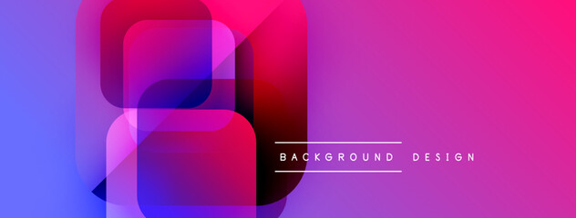 Poster - Abstract geometric shapes blend vibrant purple, blue, pink hues. Modern design suggests digital art, background element.