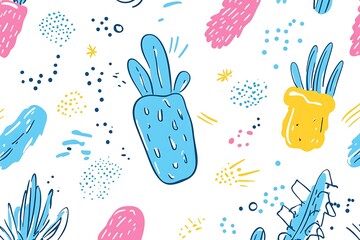 Poster - Playful pastel flora vector pattern for fabrics and creative designs