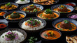 © Ajigus - Assortment of flavorful indian dishes served in elegant bowls.