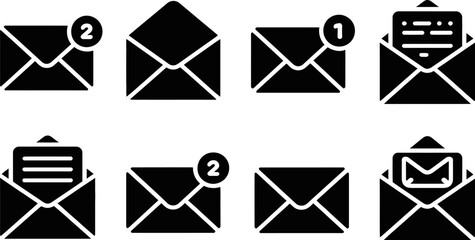 Fototapete - Email notification icon set vector illustration for inbox message alert and communication design concept editable stock vector illustration
