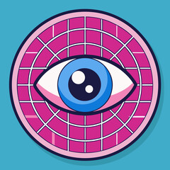 biometric retina scan with eye grid icon vector illustration