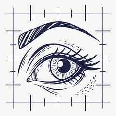 biometric retina scan with eye grid icon vector illustration