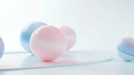 Poster - Elegant pastel spheres with subtle light play showcase minimalist design and tranquility