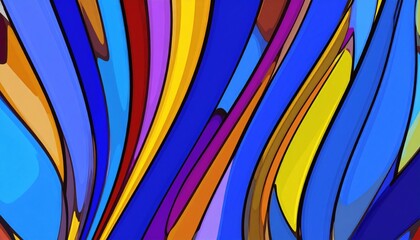 Aufkleber - Colorful abstract waves flowing in a vibrant digital art piece modern art gallery illustration artistic environment eye-level view