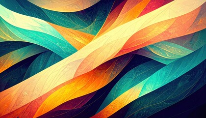 Poster - Dynamic colorful waves composition abstract art gallery digital artwork vibrant atmosphere close-up perspective creative expression