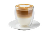 Isolated Layered Coffee Drink in a Clear Glass Cup