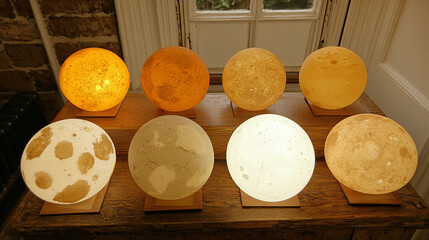 Poster - A table adorned with a variety of colorful lamps creating a vibrant and inviting atmosphere.