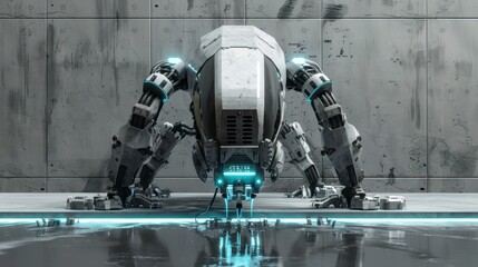 Poster - Futuristic Quadrupedal Robot in Industrial Setting