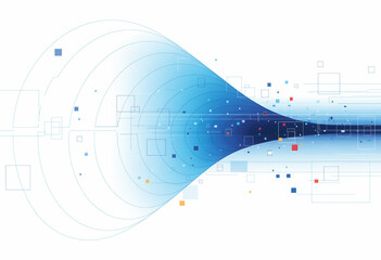Poster - Abstract digital technology background design with blue and white geometric elements