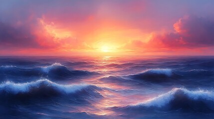 Wall Mural - Sunset over the ocean