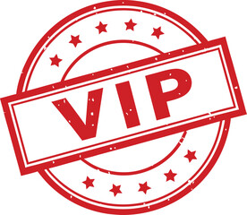 Fototapete - Red VIP Stamp with Stars in a Circular Design, Grunge Style, on White.