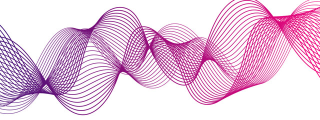 Fototapete - Abstract background with a flowing wave pattern and thin, smooth, evenly spaced lines. Lines form soft, overlapping curves and loops convey a sense of motion, fluidity, and lightness. 