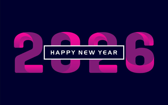 new year 2026. vector new year greeting with purple numbers on a black background