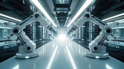 Poster - Futuristic Robotic Factory, Automation and Advanced Technology