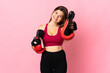 © luismolinero - Young slovak woman isolated on pink background with boxing gloves