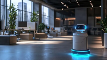 Poster - Modern Office Robot, AI Assistance in a Futuristic Workplace