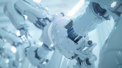 Poster - Futuristic Robotic Arms in a Modern Factory