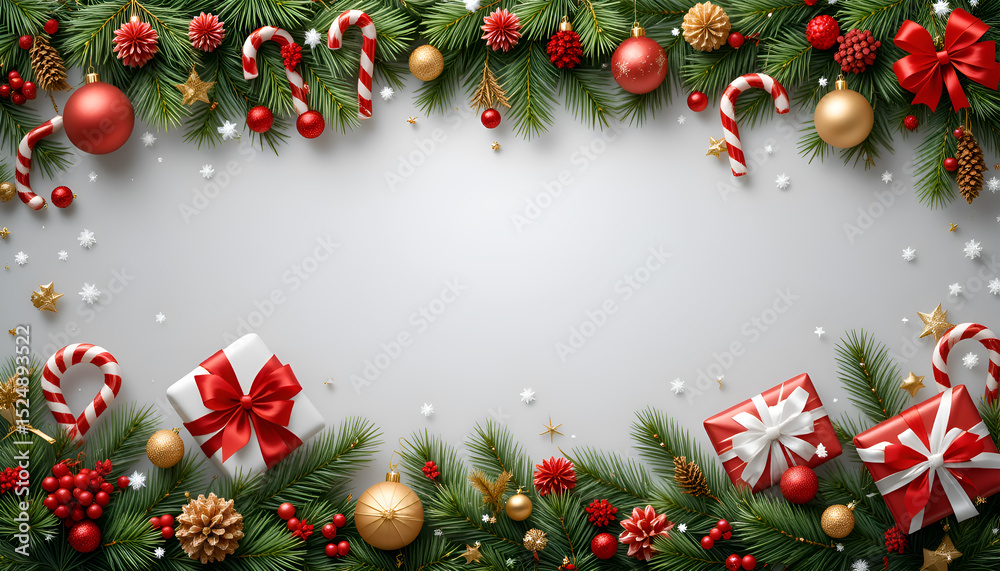 Christmis Raffle Border Christmas festive border with gifts and decorations Stock Photo | Adobe ...