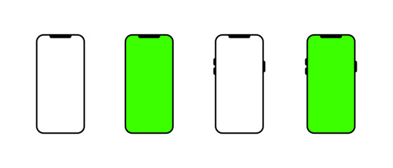 Fototapete - Smartphone, phone with green screen icon. Cellphone mockup sign symbol