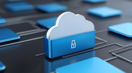 Poster - A secure cloud icon with a lock symbol, representing digital data protection and cloud storage security.