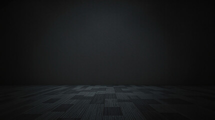 Poster - Dark Floor and Wall: A minimalist composition featuring a dark, textured floor extending towards a seamlessly matching dark wall, creating a moody and atmospheric setting.