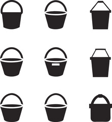 Aufkleber - Collection of black bucket icons illustrating diverse styles for design and infographics