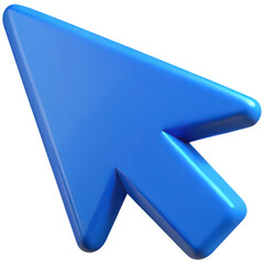Leinwandbilder - Glossy blue computer mouse cursor arrow isolated against a transparent background suitable for digital designs