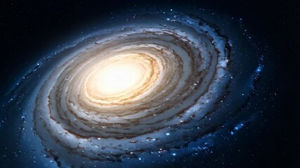 Wall Mural - Magnificent cosmic spiral galaxy with bright core and arms against a starry dark void, perfect for space exploration and astronomical concepts