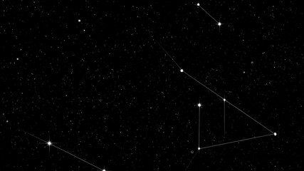 Wall Mural - Animated starry black backdrop featuring constellation patterns and twinkling stars, creating a celestial space landscape