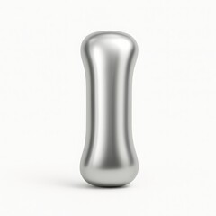 Poster - 3D Render of a Silver Metallic Letter I on White Background