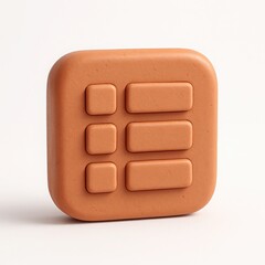 Poster - 3D Render of a Square Orange List Icon on White Background