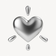 Poster - Silver Metallic Heart with Sparkles 3D Rendering