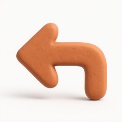 Poster - Terracotta 3D Left Arrow on White Background