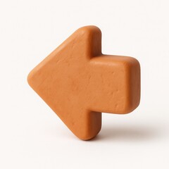 Poster - Terracotta Clay Left Arrow 3D Render on White Background