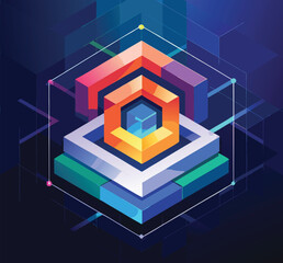 modern blockchain technology logo design-version 5