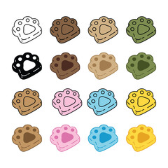 Wall Mural - dog paw icon vector footprint cookie biscuit cracker cat kitten pet bear food bakery baked logo pupp
