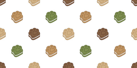 Wall Mural - dog paw seamless pattern biscuit cat footprint cracker pet bakery vector puppy kitten cartoon doodle