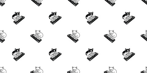 Wall Mural - dog seamless pattern french bulldog keyboard instrument music puppy vector pet breed cartoon tile ba