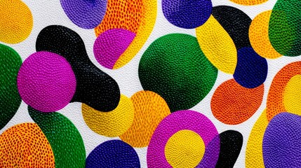 Poster - Colorful abstract painting of many different colored circles. The circles are of various sizes and colors, and they are all scattered throughout the painting. The painting has a vibrant